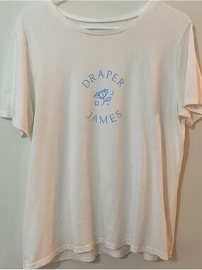 Draper James White Short Sleeve Tee with Light Blue Logo